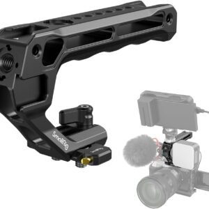 SMALLRIG Lightweight NATO Top Handle, Quick Release NATO Grip w/NATO Rail for DSLR Camera Cage, Universal Top Handle with 5 Cold Shoe Adapters – 4345 Black