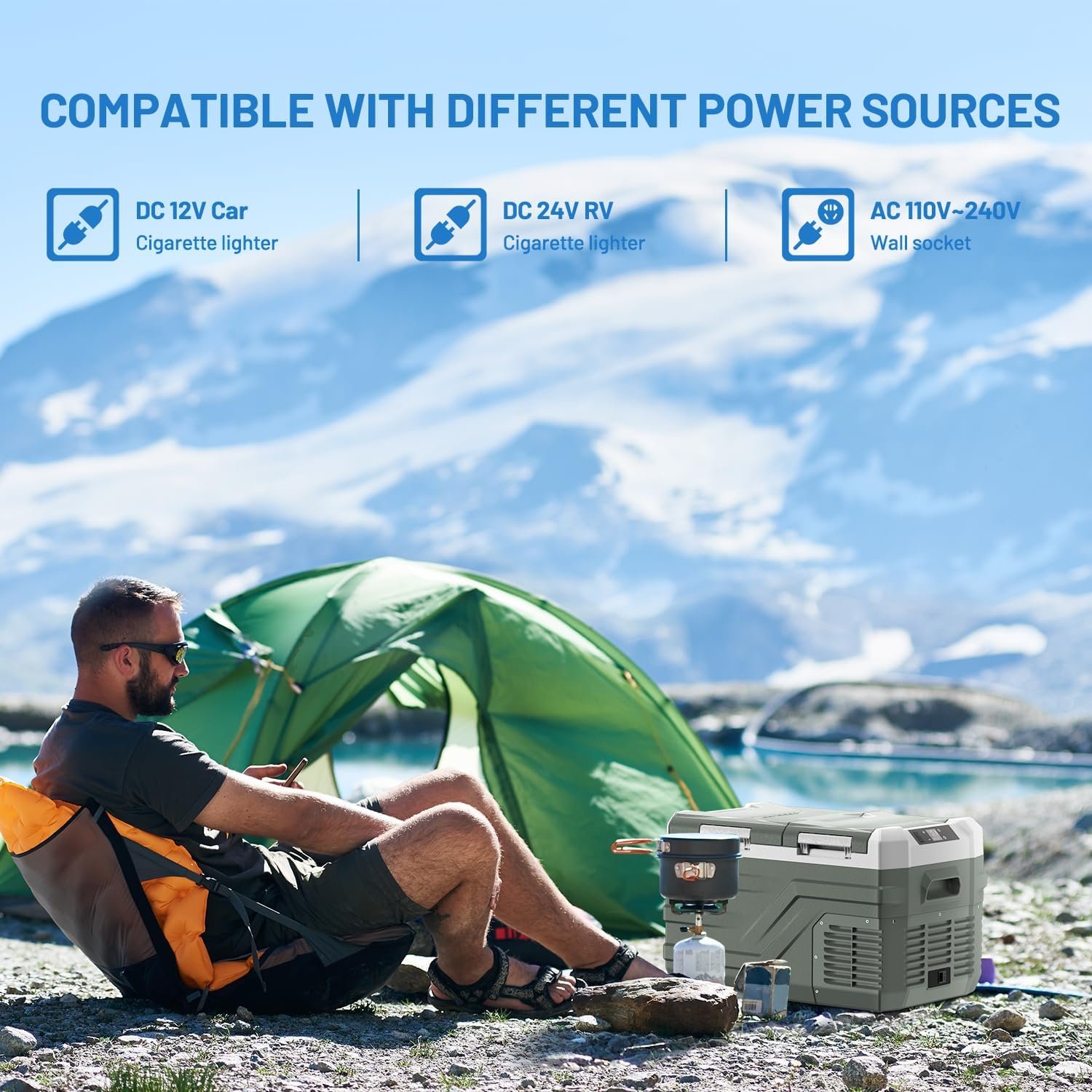 Alpicool 12 Volt Refrigerator Portable Refrigerator for Car 25 Quarts Car Fridge Portable 12V Dual Zone Fridge Freezer 12/24V 110~240 Volt AC for Truck RV Camper SUV Electric Cooler for Camping - Image 7