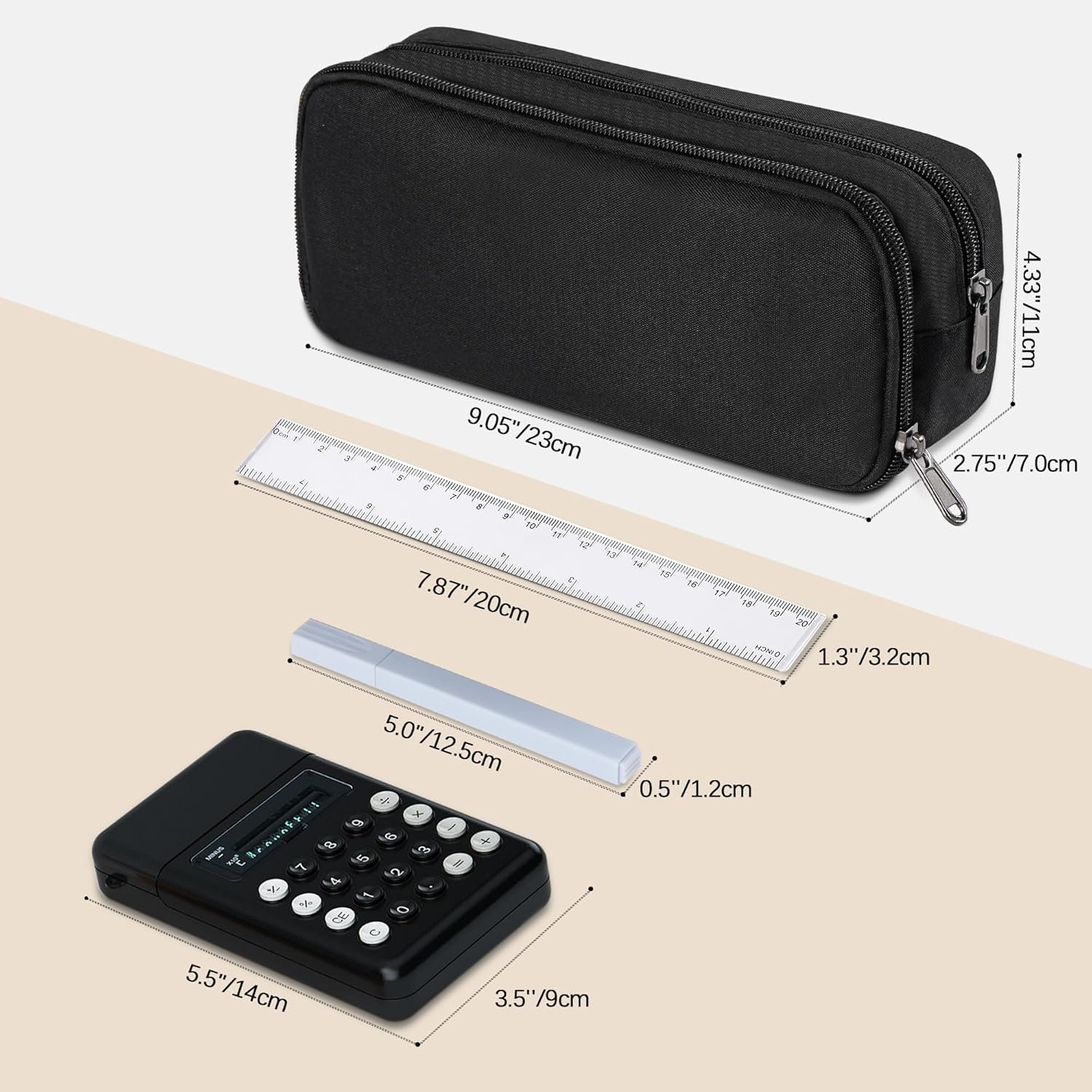 Large Capacity Pencil Case, 2 Compartment Pencil Pouch for Boys, Oxford Cloth Pen Bag for Teens|Girls, Back to School Supplies (Black) - Image 5