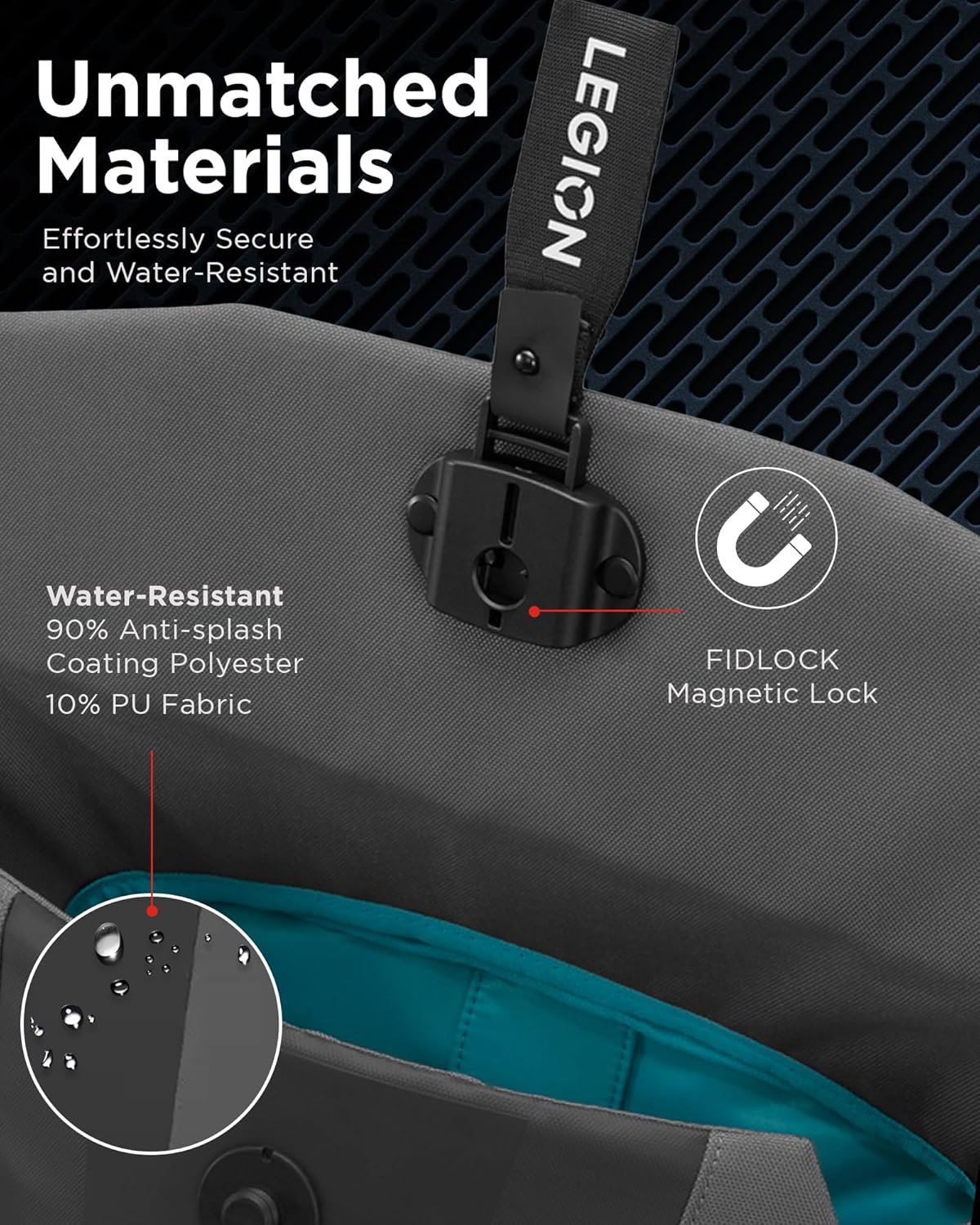 Lenovo Legion Gaming Backpack GB400 for Computers Up to 16 Inch - Lightweight Water Repellant Bag with Multiple Pockets, & Superior Valuables Protection for Gamers (Black) - Image 7