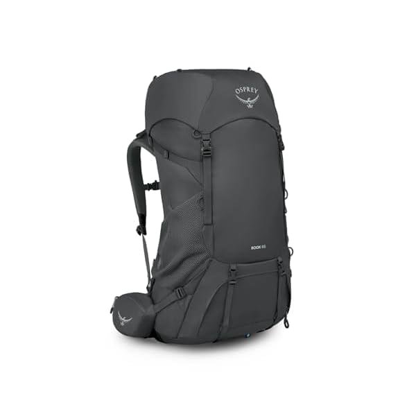 Osprey Rook 65L Men’s Backpacking Backpack, Dark Charcoal/Silver Lining