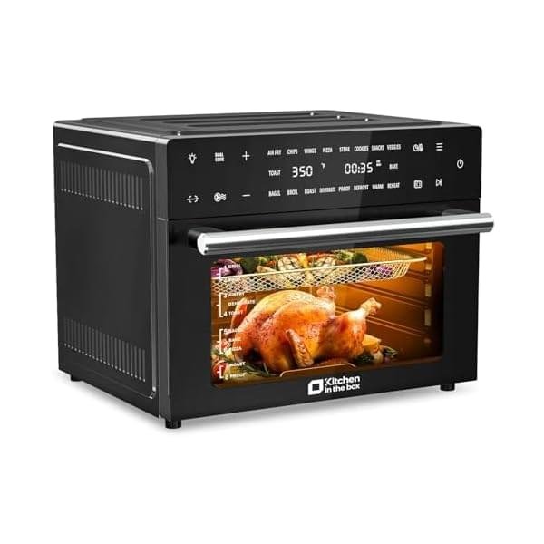 Kitchen in the box 32 QT Extra Large Toaster Oven Air Fryer Combo, 18-in-1 Convection Toaster Oven Countertop with Baking, Dehydrate and Rotisserie, 6 Accessories, 1800W