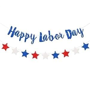 Happy Labor Day Banner, Memorial Day Banner, Stars American Patriotic, Holiday Decorations