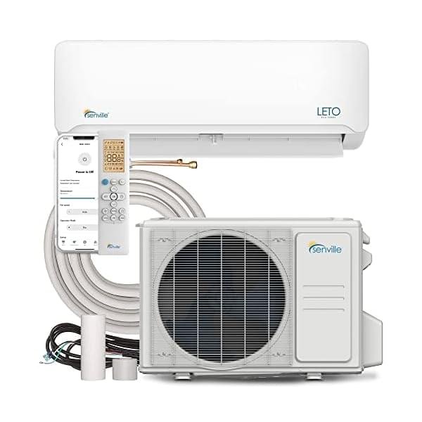 Senville LETO Series Mini Split Air Conditioner Heat Pump, 12000 BTU 110/120V, Inverter, Works with Alexa, SEER2 20.8, 1 Ton, White